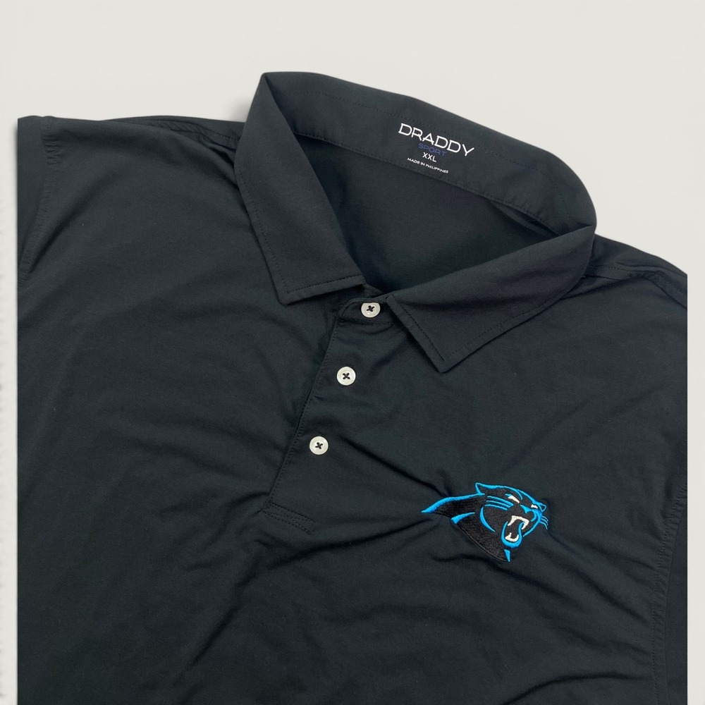 B. Draddy Mens XXL Polo Shirt Black Carolina Panthers NFL Golf Sport